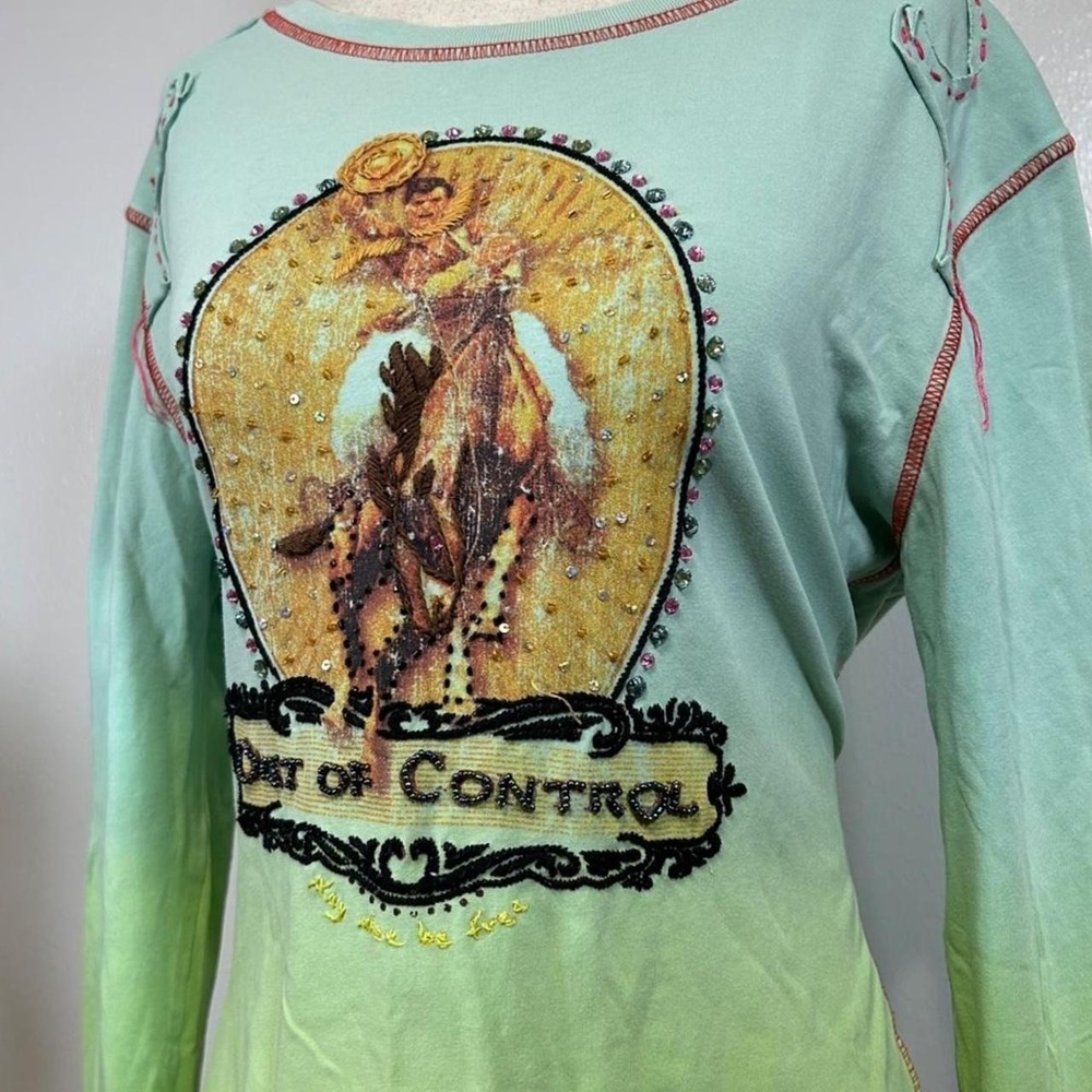 Rare Double D Ranch 2010 Out Of Control Tie Dye Long Sleeve Tee Womens L - Picture 2 of 7